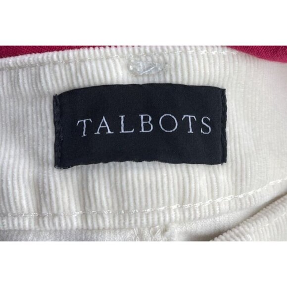 Talbots Corduroy Straight Leg Pants Size 4 Ivory Stretch Winter White Office - Picture 8 of 11